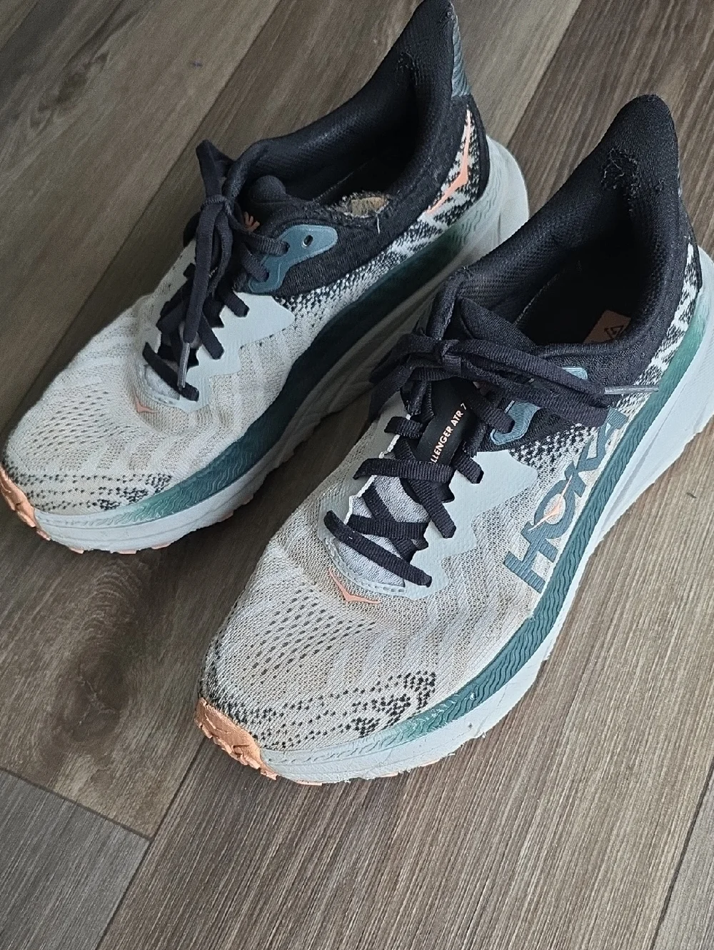 Hoka Women's Running Shoes - Teal, Black & Peach Accents